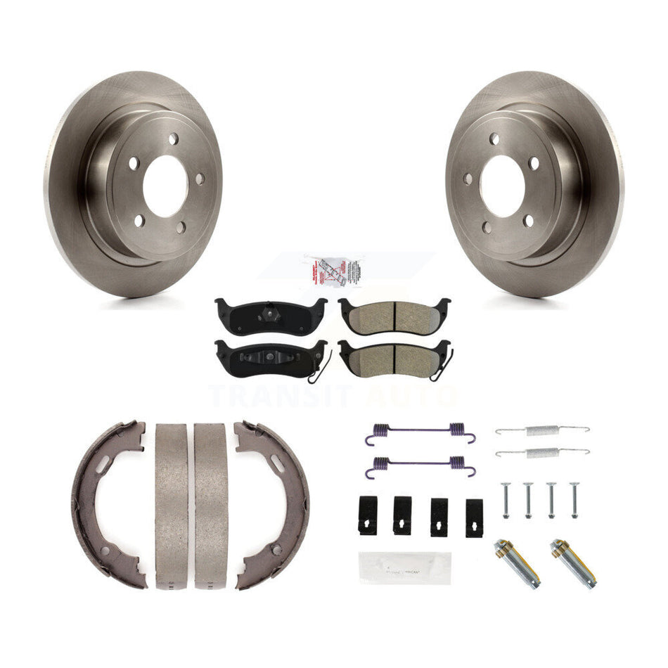 Rear Disc Rotors Semi-Metallic Pads Parking Shoes And Hardware Kit For Chrysler Pacifica K8A-108942