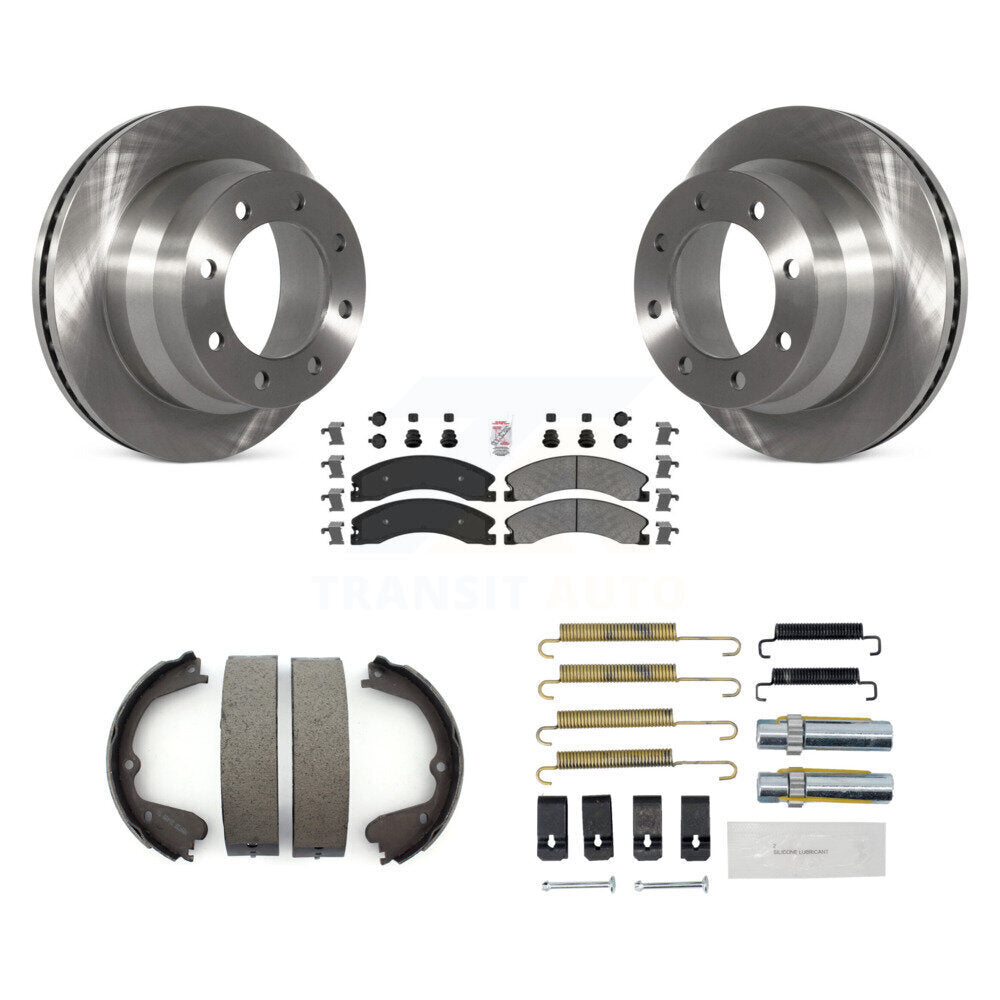 Rear Disc Rotors Semi-Metallic Pads Parking Shoes Hardware Kit For Chevrolet Express 3500 K8A-108945