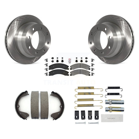 Rear Disc Rotors Semi-Metallic Pads Parking Shoes Hardware Kit For Chevrolet Express 3500 K8A-108945