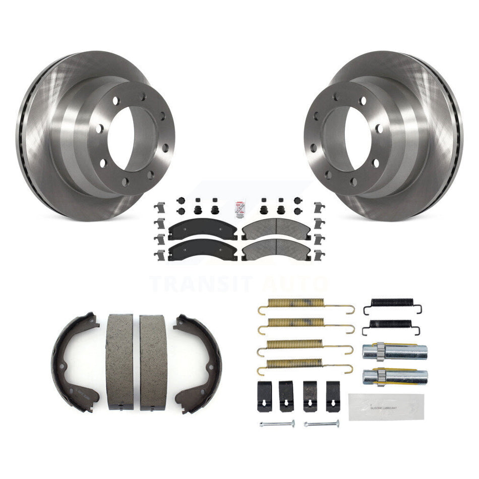 Rear Disc Rotors Semi-Metallic Pads Parking Shoes Hardware Kit For Chevrolet Express 3500 K8A-108945