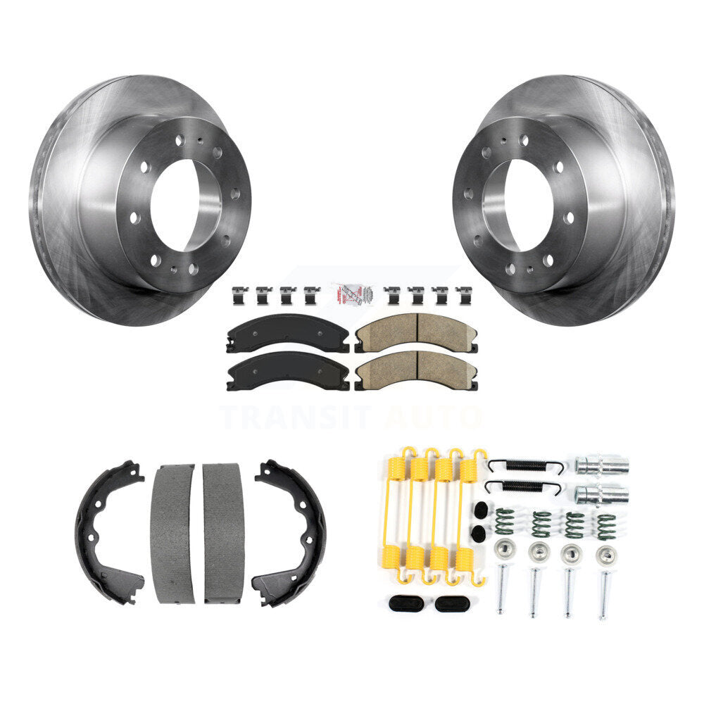 Rear Disc Rotors Ceramic Pads Parking Shoes Hardware Kit For GMC Sierra 2500 HD Chevrolet K8A-108951