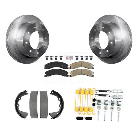 Rear Disc Rotors Ceramic Pads Parking Shoes Hardware Kit For GMC Sierra 2500 HD Chevrolet K8A-108951