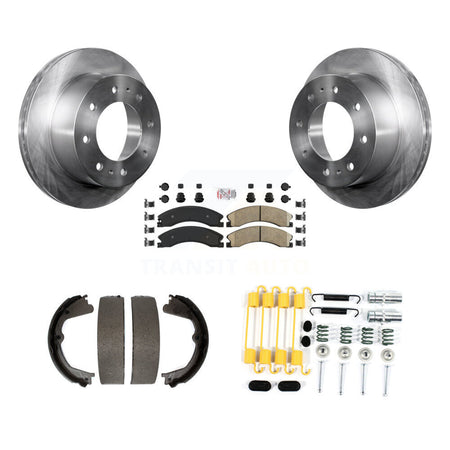 Rear Disc Rotors Ceramic Pads Parking Shoes Hardware Kit For Chevrolet Silverado 2500 HD K8A-108954