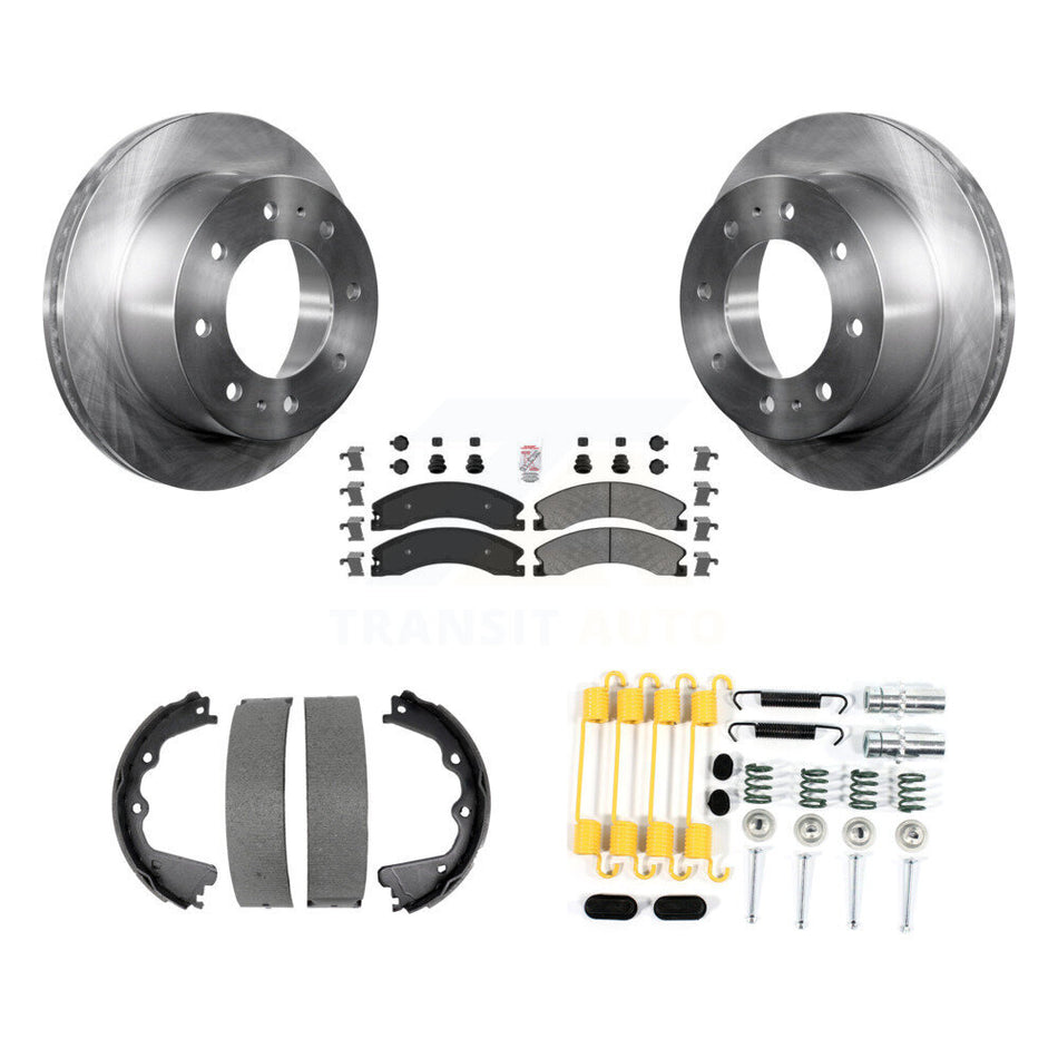 Rear Disc Rotors Semi-Metallic Pads Parking Shoes And Hardware Kit For GMC Sierra 2500 HD K8A-108955