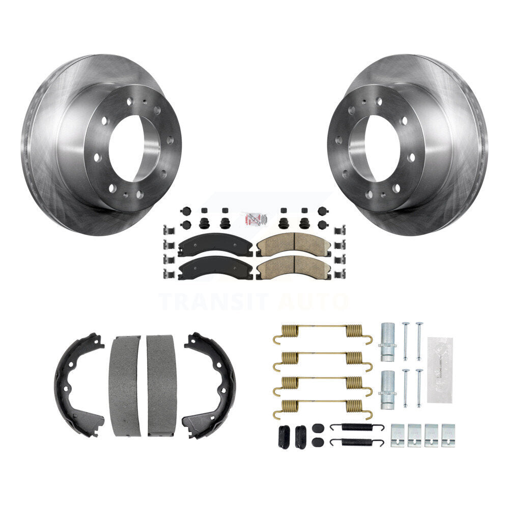 Rear Disc Rotors Ceramic Pads Parking Shoes Hardware Kit For GMC Sierra 2500 HD Chevrolet K8A-108958