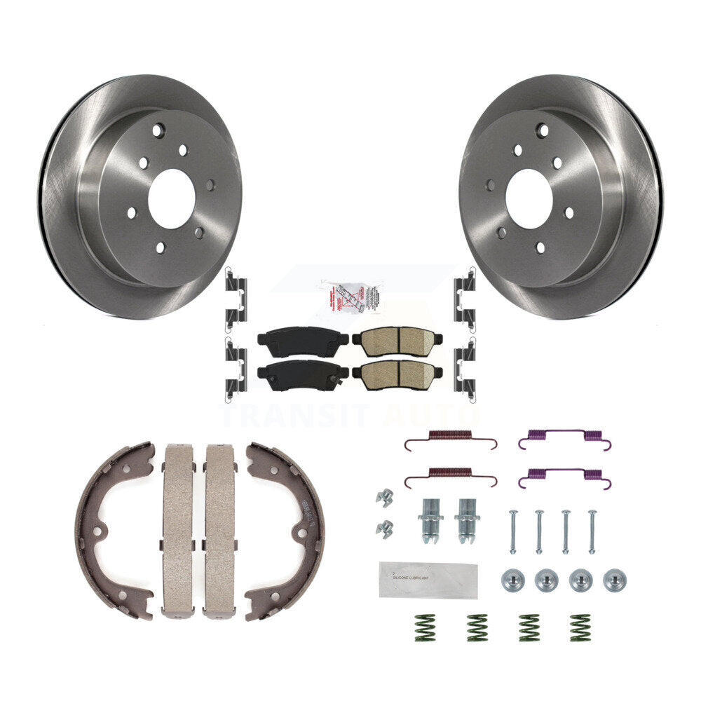 Rear Disc Rotors Ceramic Pads Parking Brake Shoes Hardware Kit For Nissan Frontier Xterra K8A-108962