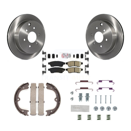 Rear Disc Rotors Ceramic Pads Parking Brake Shoes Hardware Kit For Nissan Frontier Xterra K8A-108963