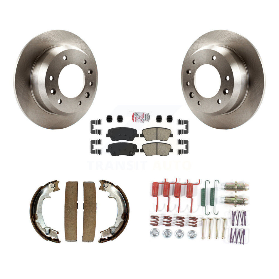 Rear Disc Rotors Ceramic Pads Parking Shoes Hardware Kit For Kia Sedona Hyundai Entourage K8A-108968