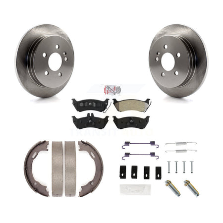 Rear Disc Rotors Semi-Metallic Pads Parking Shoes & Hardware Kit For Mercedes-Benz ML320 K8A-108976