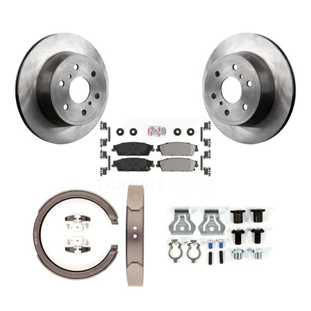 Rear Disc Rotors Semi-Metallic Pads Parking Shoes & Hardware Kit For Chevrolet GMC Sierra K8A-108977