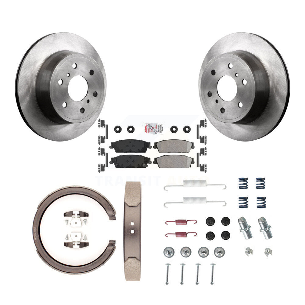 Rear Disc Rotors Semi-Metallic Pads Parking Shoes & Hardware Kit For 2013 GMC Sierra 1500 K8A-108979