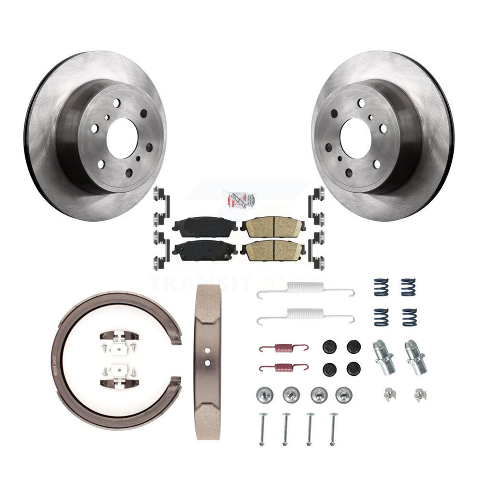 Rear Disc Rotors Ceramic Pads Parking Shoes & Hardware Kit For GMC Sierra 1500 Chevrolet K8A-108980