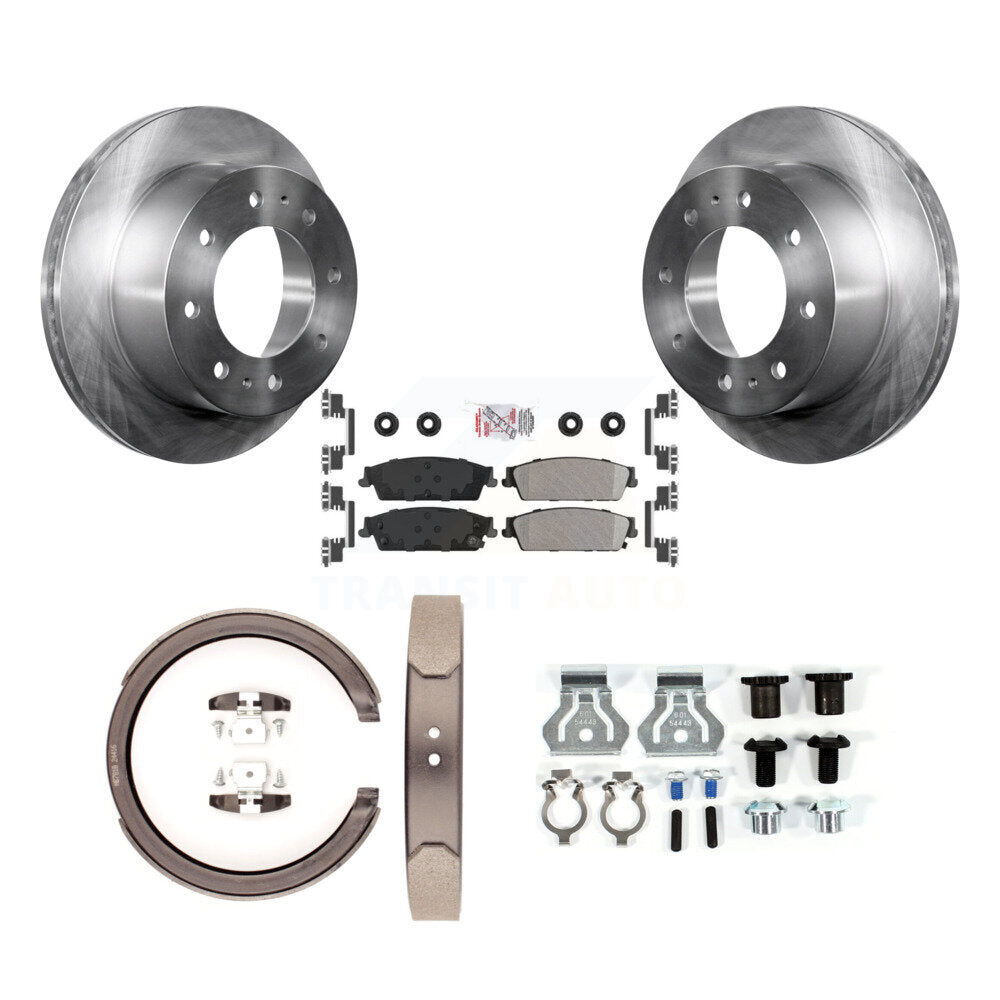 Rear Disc Rotors Semi-Metallic Pads Parking Brake Shoes And Hardware Kit For K8A-108983