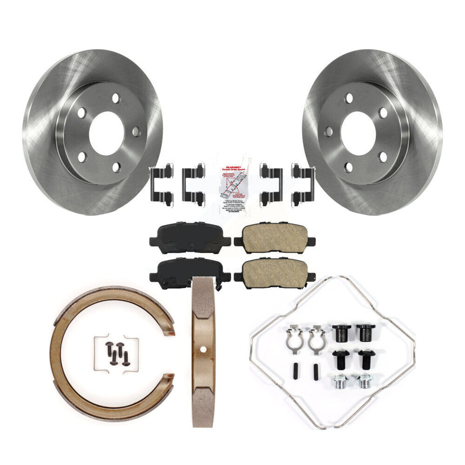 Rear Disc Rotors Ceramic Pads Parking Brake Shoes And Hardware Kit For Chevrolet Impala K8A-108986