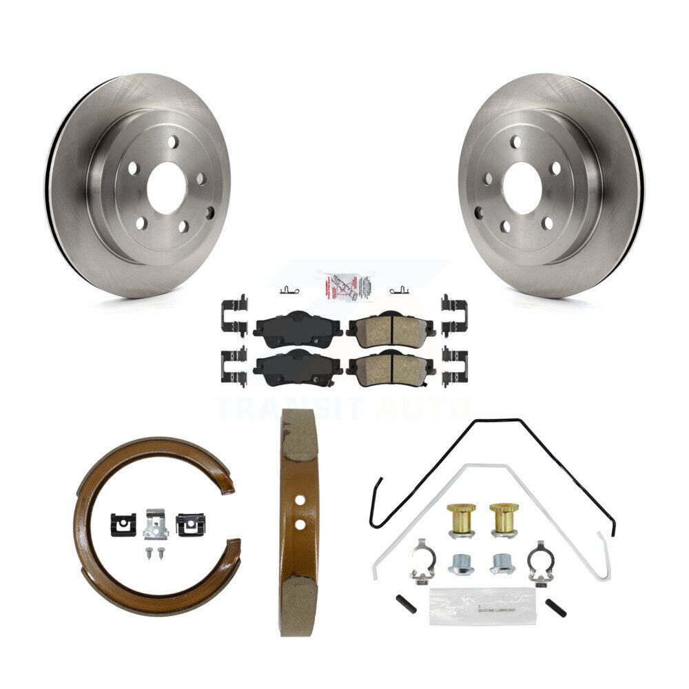 Rear Disc Rotors Semi-Metallic Pads Parking Shoes Hardware Kit For 08-09 Pontiac G8 Base K8A-109000