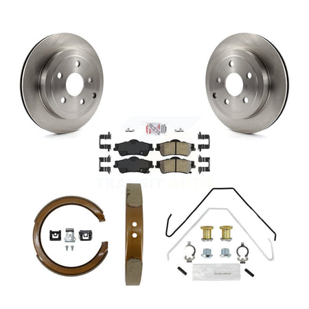 Rear Disc Rotors Semi-Metallic Pads Parking Shoes Hardware Kit For 08-09 Pontiac G8 Base K8A-109000