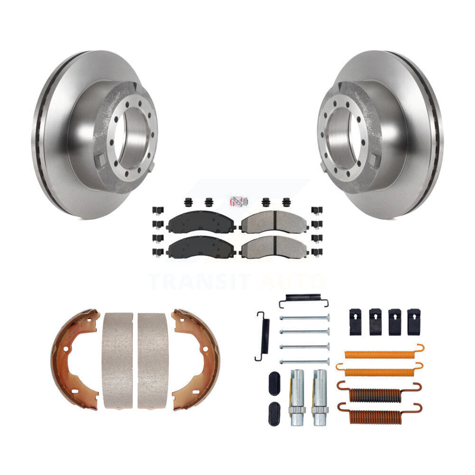 Rear Disc Rotors Semi-Metallic Pads Parking Shoes Hardware Kit For Ford F-450 Super Duty K8A-109006