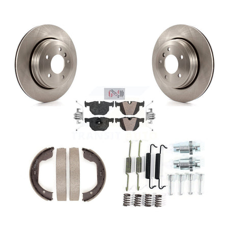 Rear Disc Rotors Semi-Metallic Pads Parking Shoes And Hardware Kit For BMW 530i 525i 528i K8A-109017