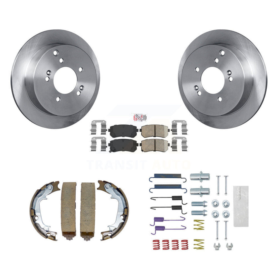 Rear Disc Rotors Ceramic Pads Parking Shoes Hardware Kit For Hyundai Tucson Kia Sportage K8A-109024