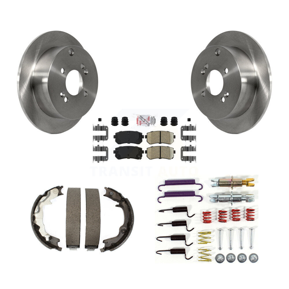 Rear Disc Rotors Ceramic Pads Parking Shoes Hardware Kit For Hyundai Accent Kia Rio5 Rio K8A-109034