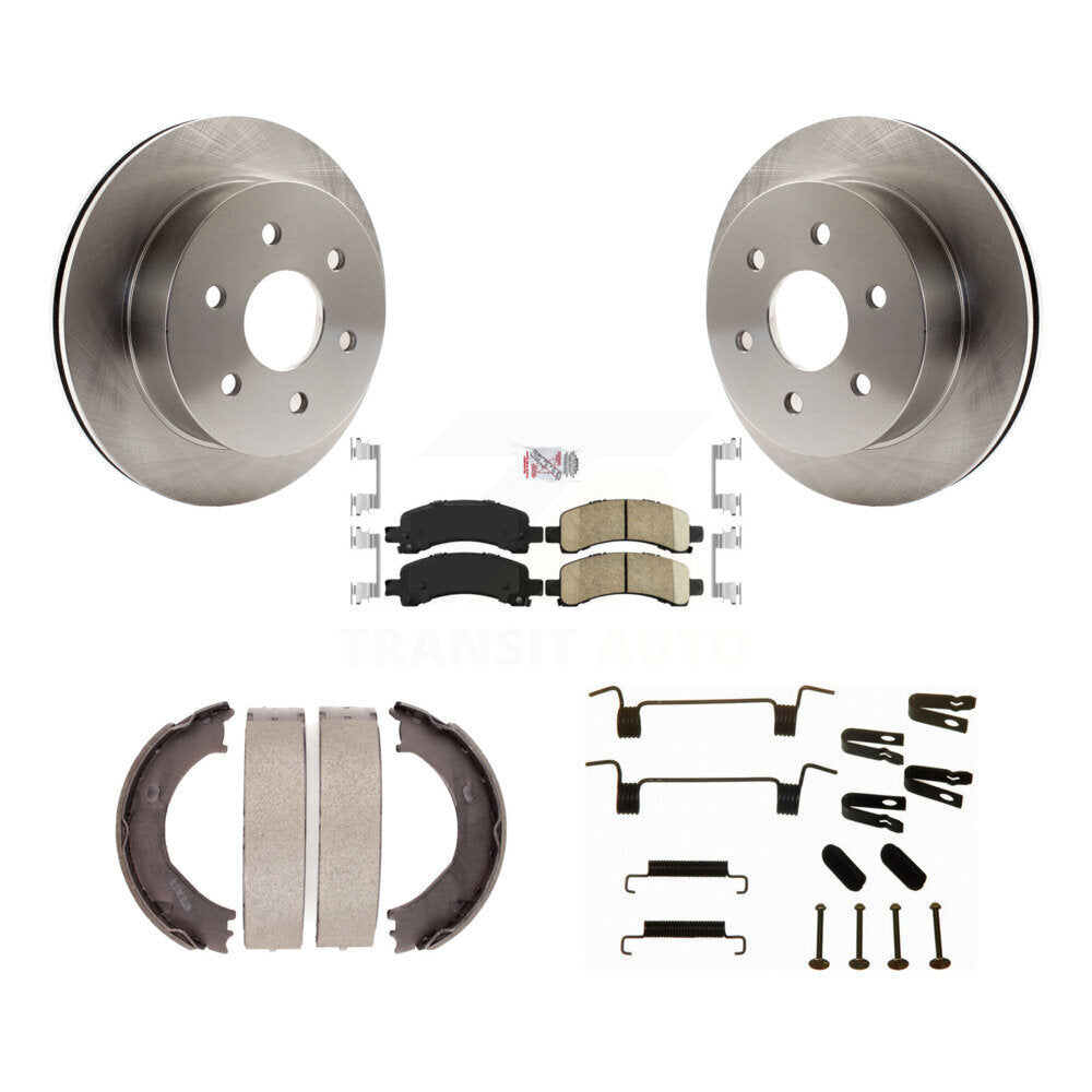 Rear Disc Rotors Ceramic Pads Parking Shoes & Hardware Kit For Chevrolet Express 2500 GMC K8A-109037
