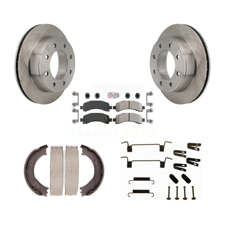 Rear Disc Rotors Semi-Metallic Pads Parking Shoes Hardware Kit For Chevrolet Express 2500 K8A-109038