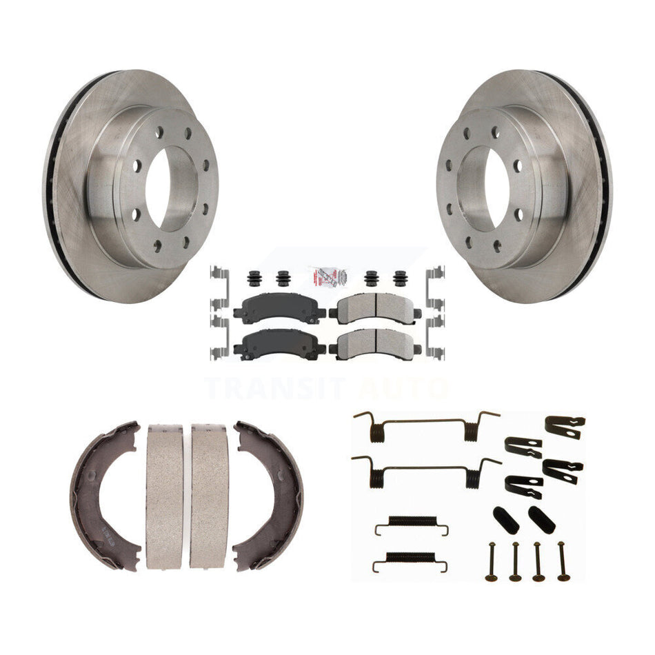 Rear Disc Rotors Semi-Metallic Pads Parking Shoes Hardware Kit For Chevrolet Express 2500 K8A-109038
