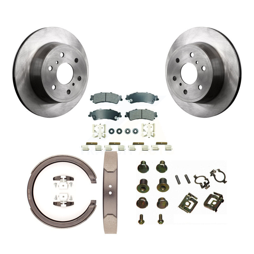 Rear Disc Rotors Semi-Metallic Pads Parking Brake Shoes And Hardware Kit For K8A-109043