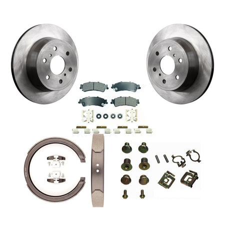 Rear Disc Rotors Semi-Metallic Pads Parking Brake Shoes And Hardware Kit For K8A-109043