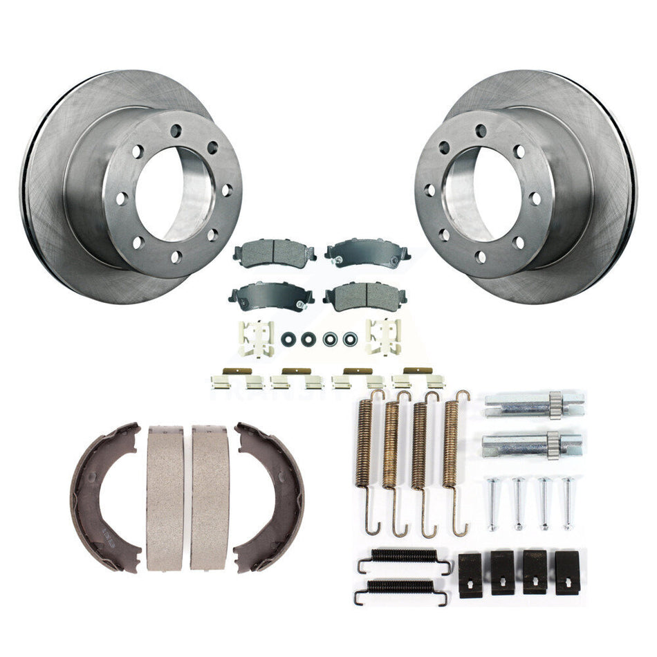 Rear Disc Rotors Semi-Metallic Pads Parking Shoes & Hardware Kit For 2001 GMC Sierra 3500 K8A-109047