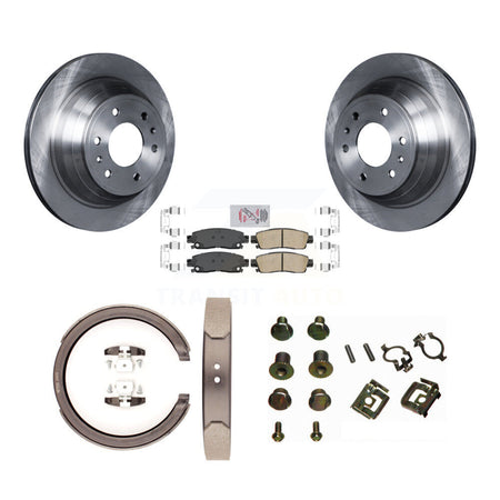 Rear Disc Rotors Ceramic Pads Parking Shoes Hardware Kit For Chevrolet GMC Trailblazer XL K8A-109052