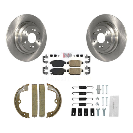 Rear Disc Rotors Ceramic Pads Parking Brake Shoes And Hardware Kit For 2009-2014 Acura TL K8A-109055