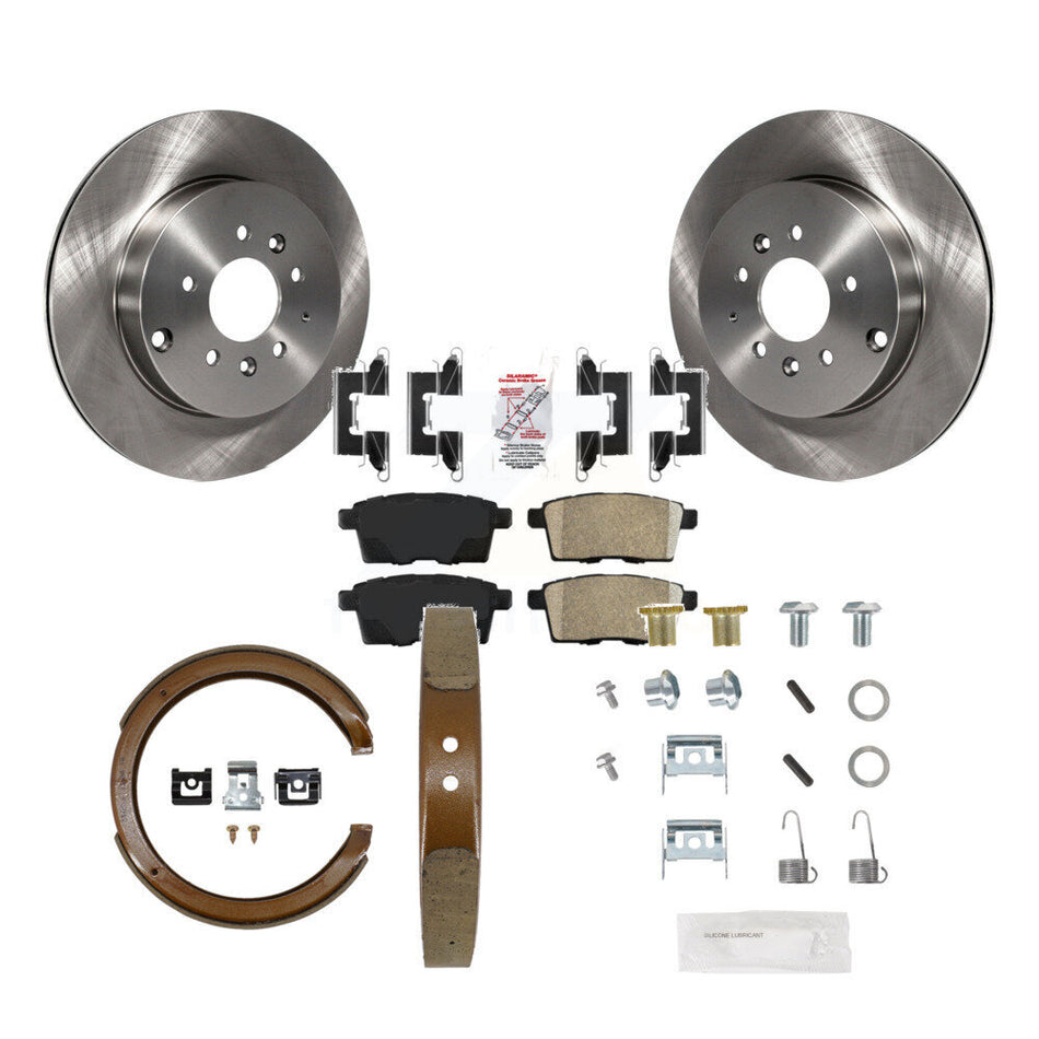 Rear Disc Rotors Ceramic Pads Parking Brake Shoes & Hardware Kit For 2007-2012 Mazda CX-9 K8A-109056