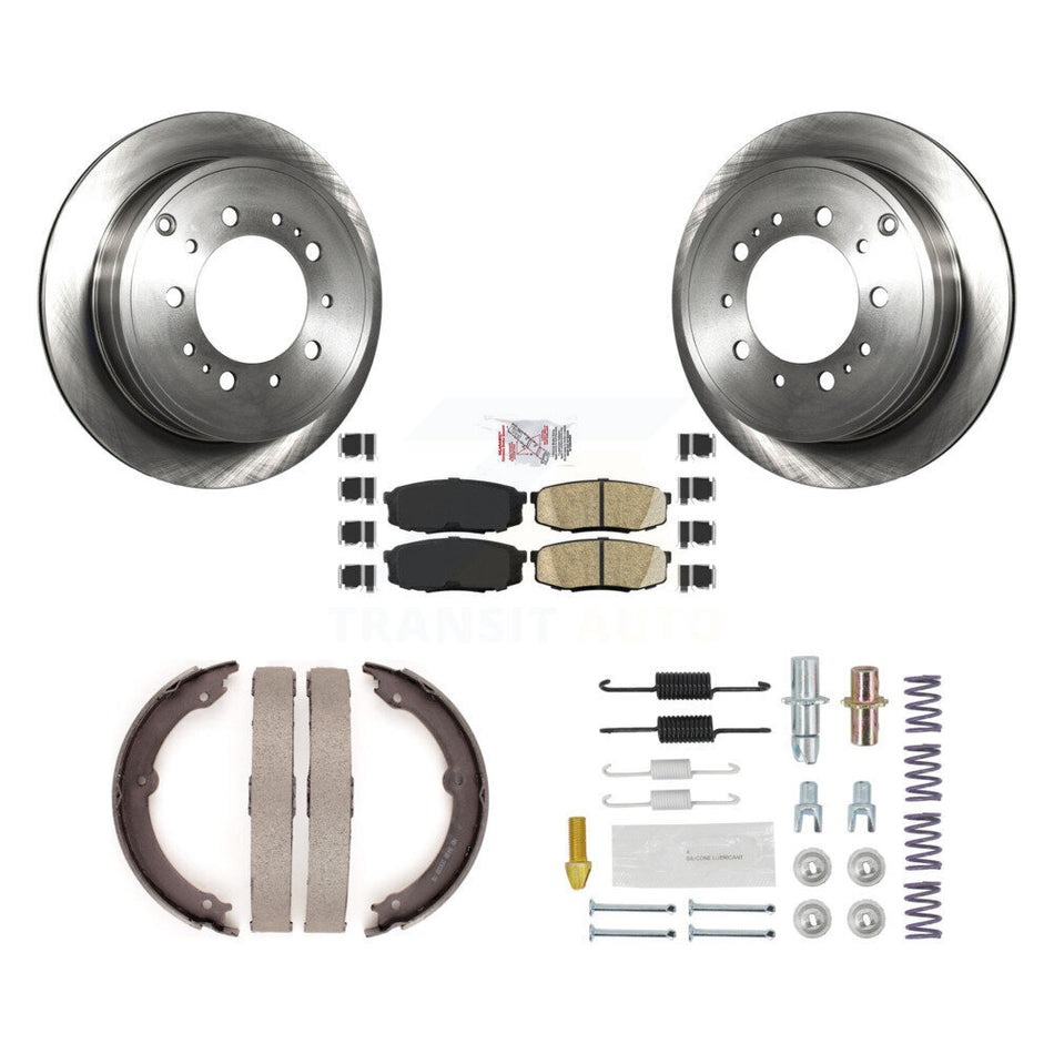 Rear Disc Rotors Ceramic Pads Parking Shoes Hardware Kit For Toyota Tundra Sequoia Lexus K8A-109060