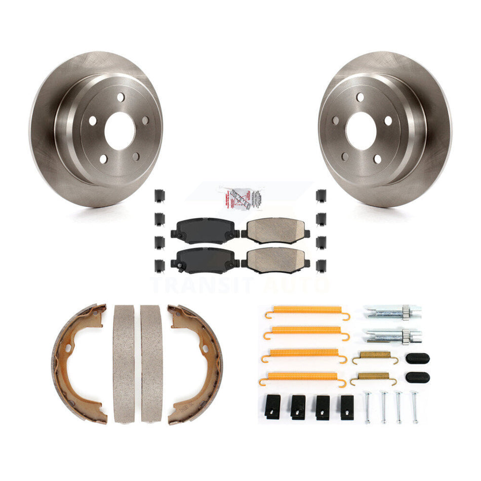 Rear Disc Rotors Ceramic Pads Parking Brake Shoes And Hardware Kit For Jeep Wrangler JK K8A-109064