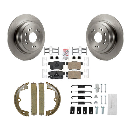 Rear Disc Rotors Ceramic Pads Parking Brake Shoes Hardware Kit For Honda Accord Crosstour K8A-109067