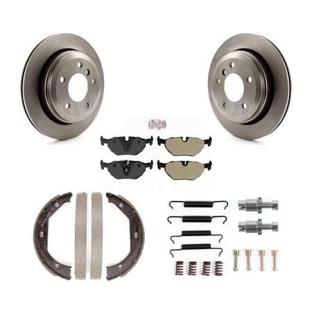 Rear Disc Rotors Semi-Metallic Pads Parking Shoes & Hardware Kit For 2001-2005 BMW 325xi K8A-109072