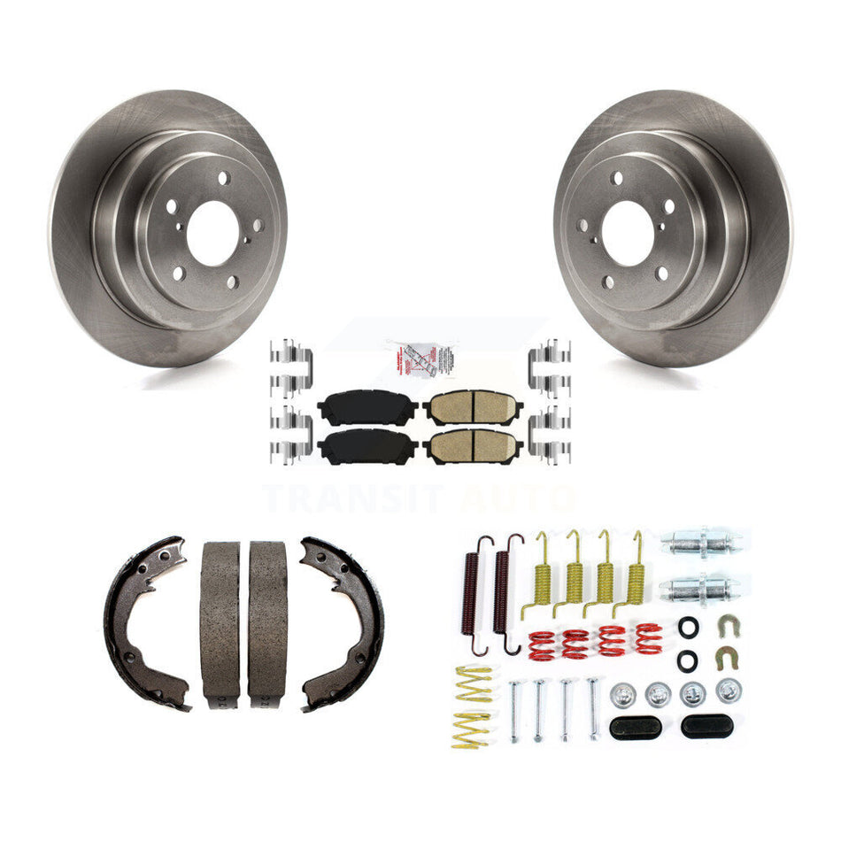 Rear Disc Rotors Ceramic Pads Parking Shoes Hardware Kit For Subaru Impreza Forester Saab K8A-109074