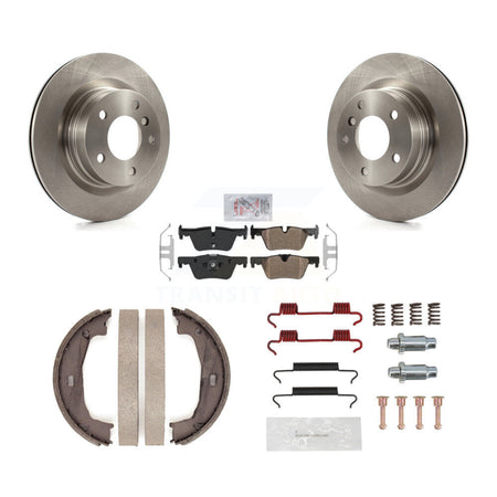 Rear Disc Rotors Semi-Metallic Pads Parking Shoes & Hardware Kit For BMW 230i xDrive 228i K8A-109082
