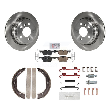 Rear Disc Rotors Semi-Metallic Pads Parking Shoes & Hardware Kit For BMW 428i xDrive Gran K8A-109083