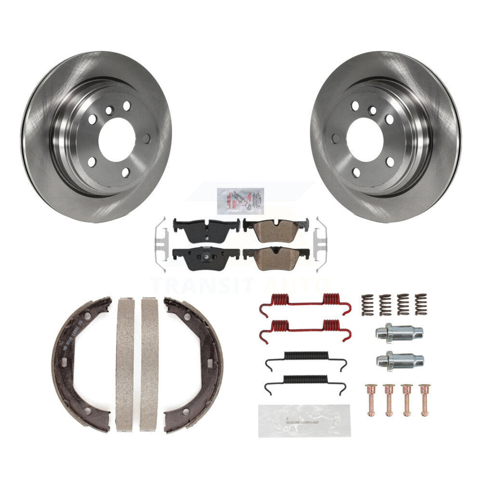 Rear Disc Rotors Semi-Metallic Pads Parking Shoes & Hardware Kit For BMW 428i xDrive Gran K8A-109083