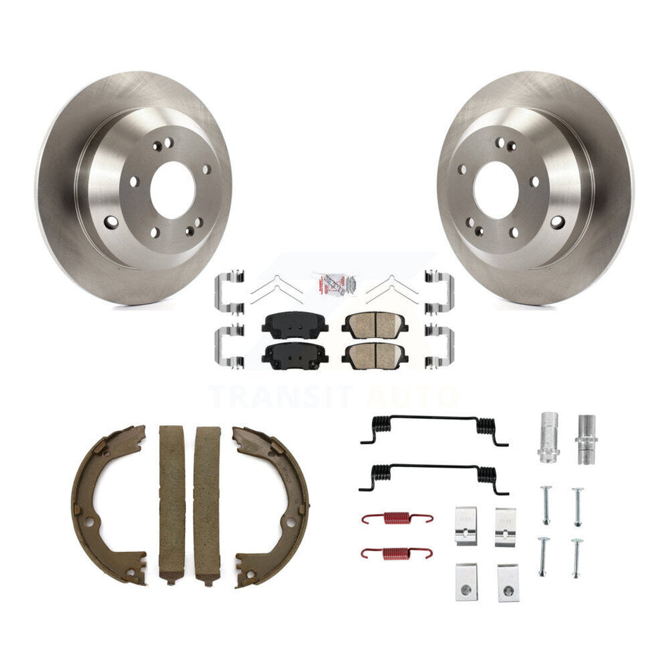 Rear Disc Rotors Ceramic Pads Parking Shoes & Hardware Kit For Hyundai Santa Fe Sport Kia K8A-109124