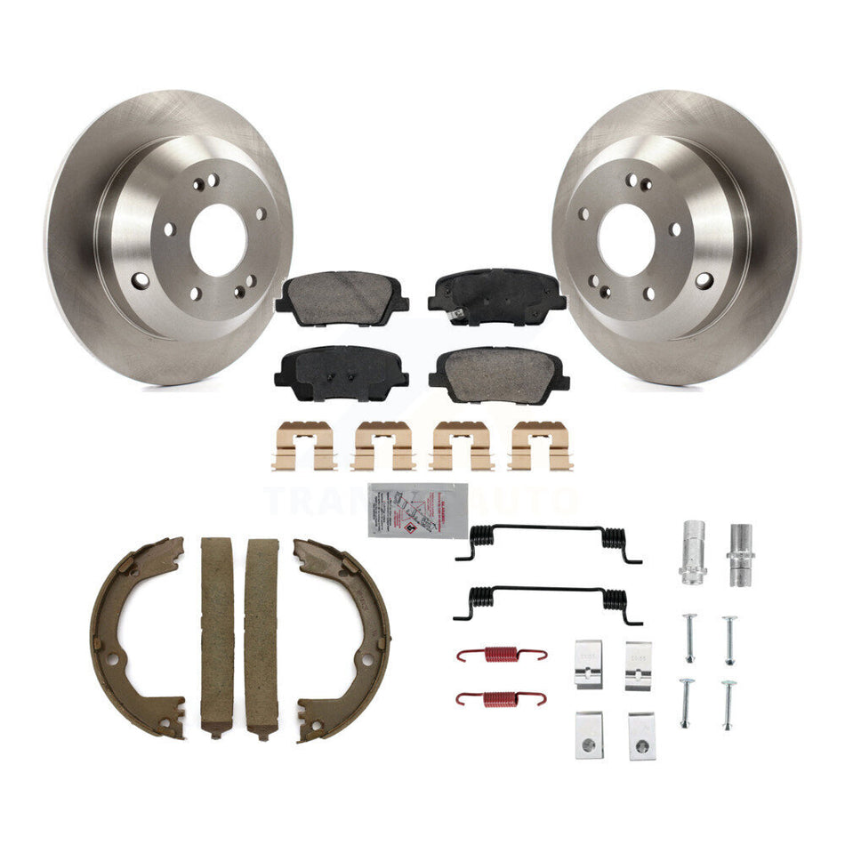 Rear Disc Rotors Ceramic Pads Parking Shoes & Hardware Kit For Hyundai Santa Fe Sport Kia K8A-109127