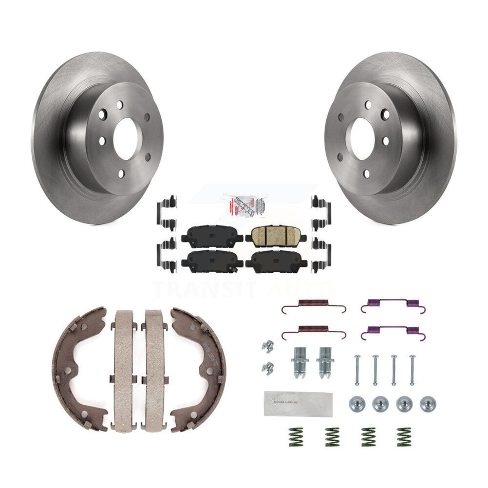 Rear Disc Rotors Ceramic Pads Parking Brake Shoes & Hardware Kit For Nissan Altima Maxima K8A-109142
