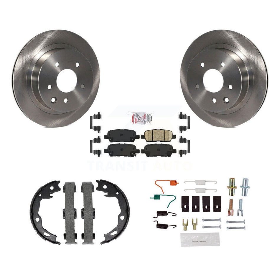 Rear Disc Rotors Ceramic Pads Parking Brake Shoes And Hardware Kit For Nissan Rogue K8A-109144