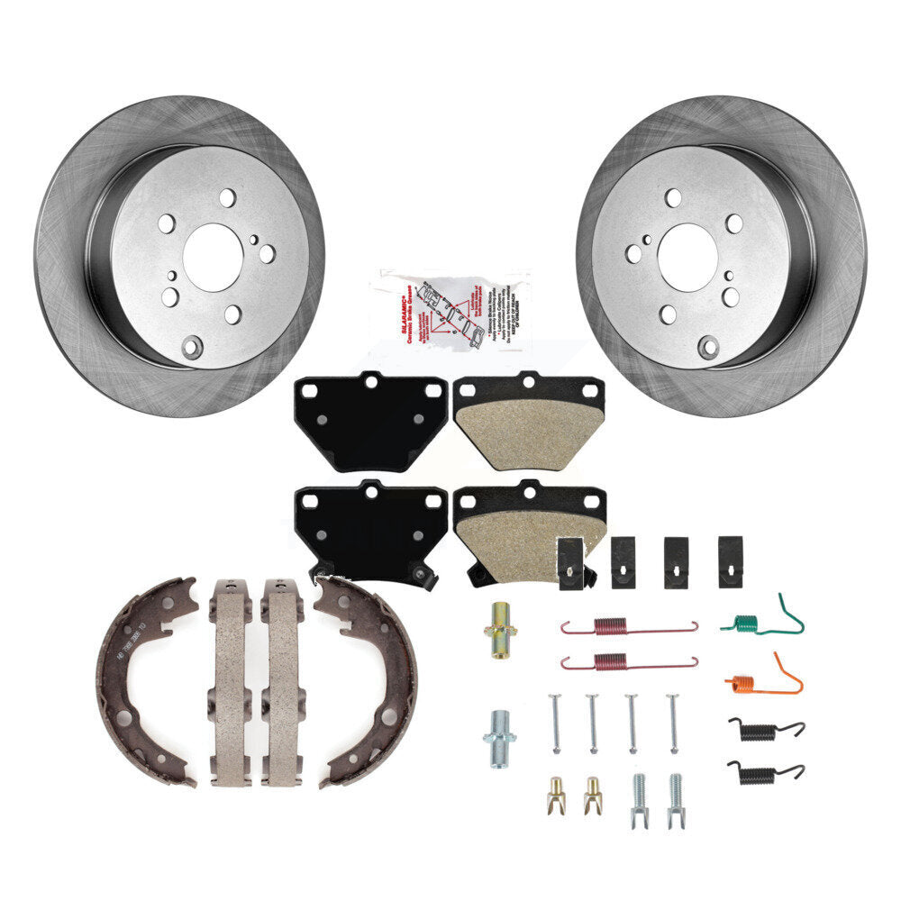 Rear Disc Rotors Semi-Metallic Pads Parking Shoes Hardware Kit For Toyota Corolla Matrix K8A-109146
