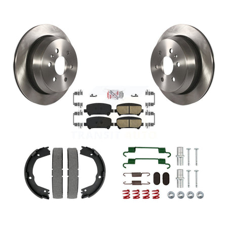 Rear Disc Rotors Ceramic Pads Parking Brake Shoes Hardware Kit For Chevrolet Colorado GMC K8A-109147
