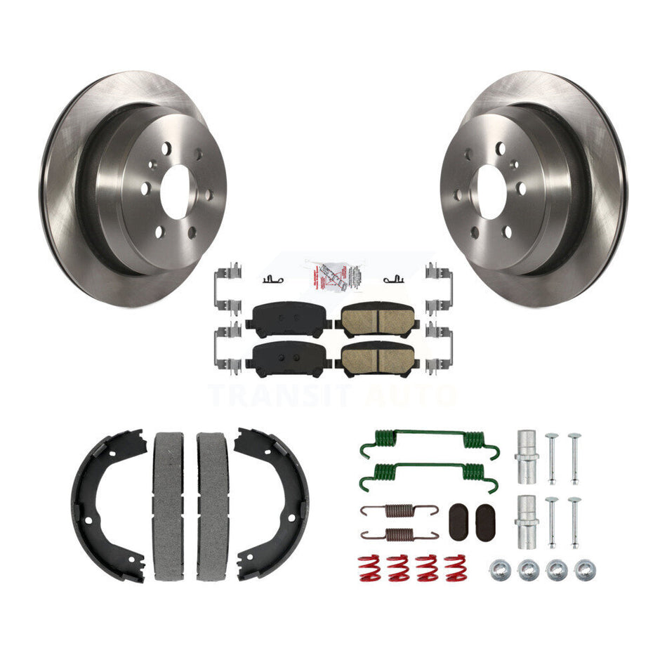 Rear Disc Rotors Ceramic Pads Parking Brake Shoes Hardware Kit For Chevrolet Colorado GMC K8A-109147