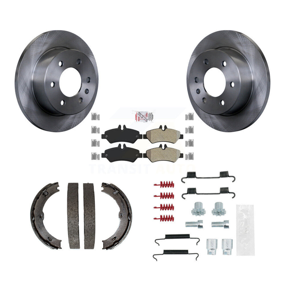 Rear Disc Rotors Semi-Metallic Pads Parking Shoes & Hardware Kit For Sprinter 2500 Dodge K8A-109149