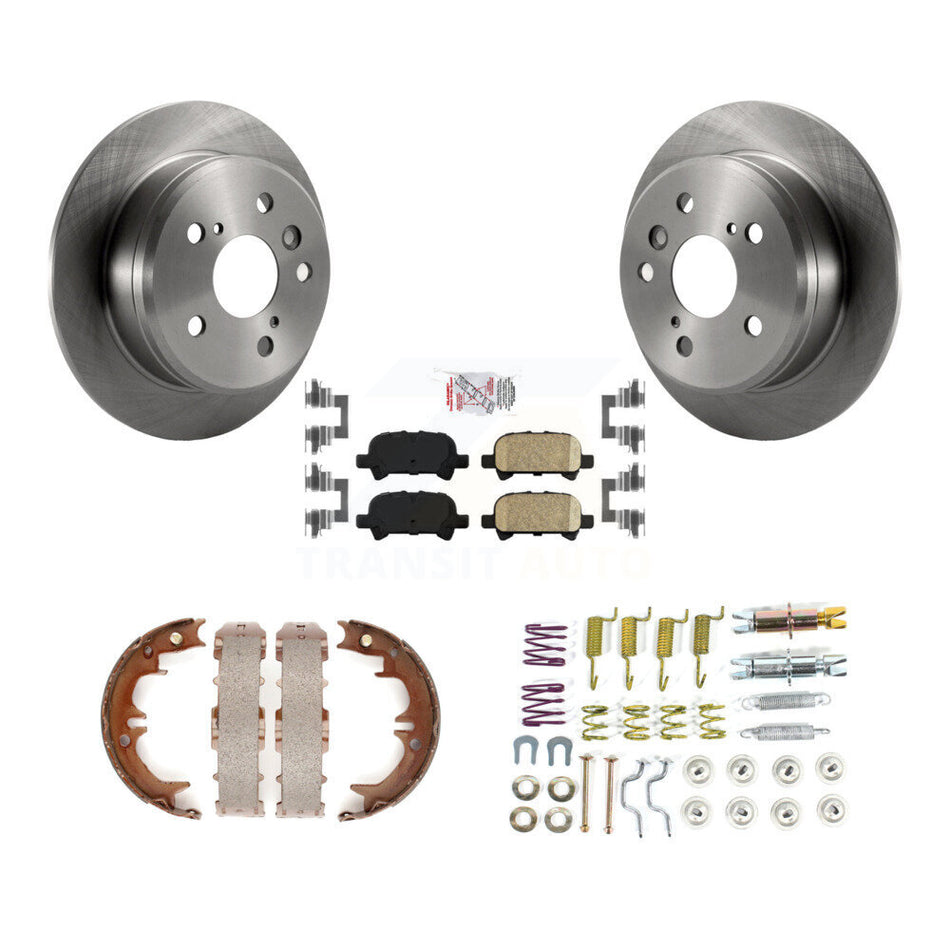 Rear Disc Rotors Ceramic Pads Parking Brake Shoes & Hardware Kit For Toyota Camry Solara K8A-109154